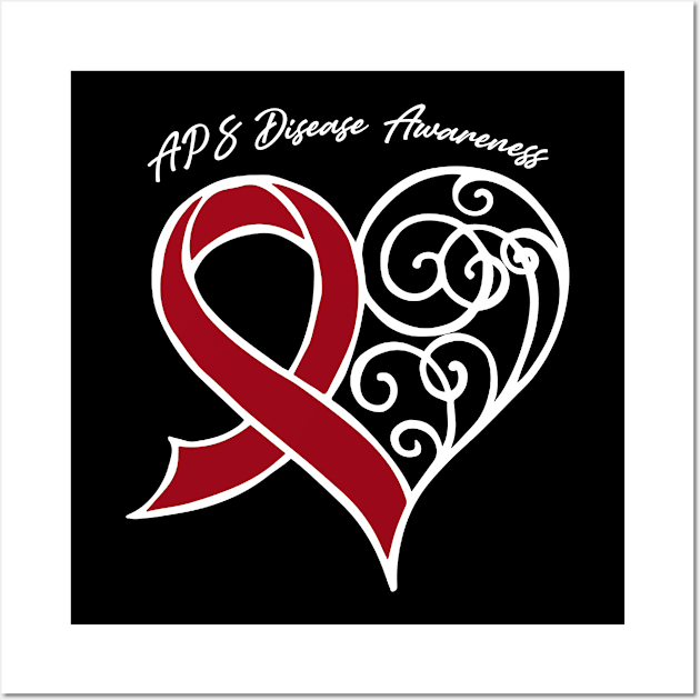 APS Disease Awareness Heart Ribbon Gift Valentines Day - In This Family Nobody Fights Alone Wall Art by BoongMie